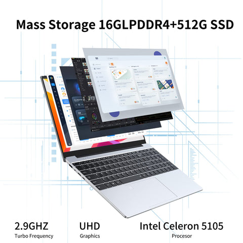 Greatium Gaming Laptops Netbook Office School Notebooks Windows 11 15.6" Intel Celeron N5105 16GB DDR4 1TB WiFi HDMI USB