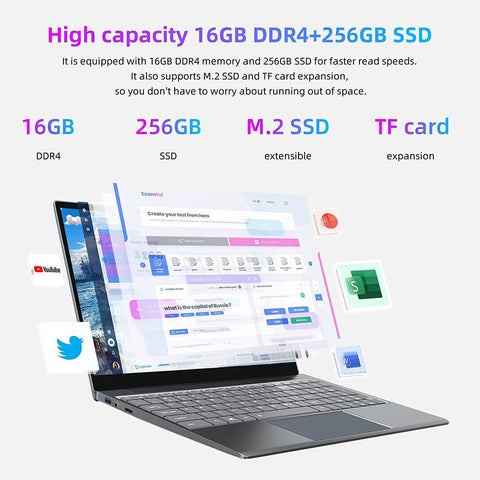 Greatium X1409 Gaming Metal Laptops Win11 Netbook Office Notebook Business 14.1" 2K 11th Gen Intel Celeron N5105 16GRAM+1TB WiFi
