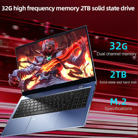 2023 Gaming Laptop Windows 11 Metal Notebook Office Business PC 15.6" Intel Core I9-10885H 32GB DDR4+2TB RJ45 Type-C PD Charging