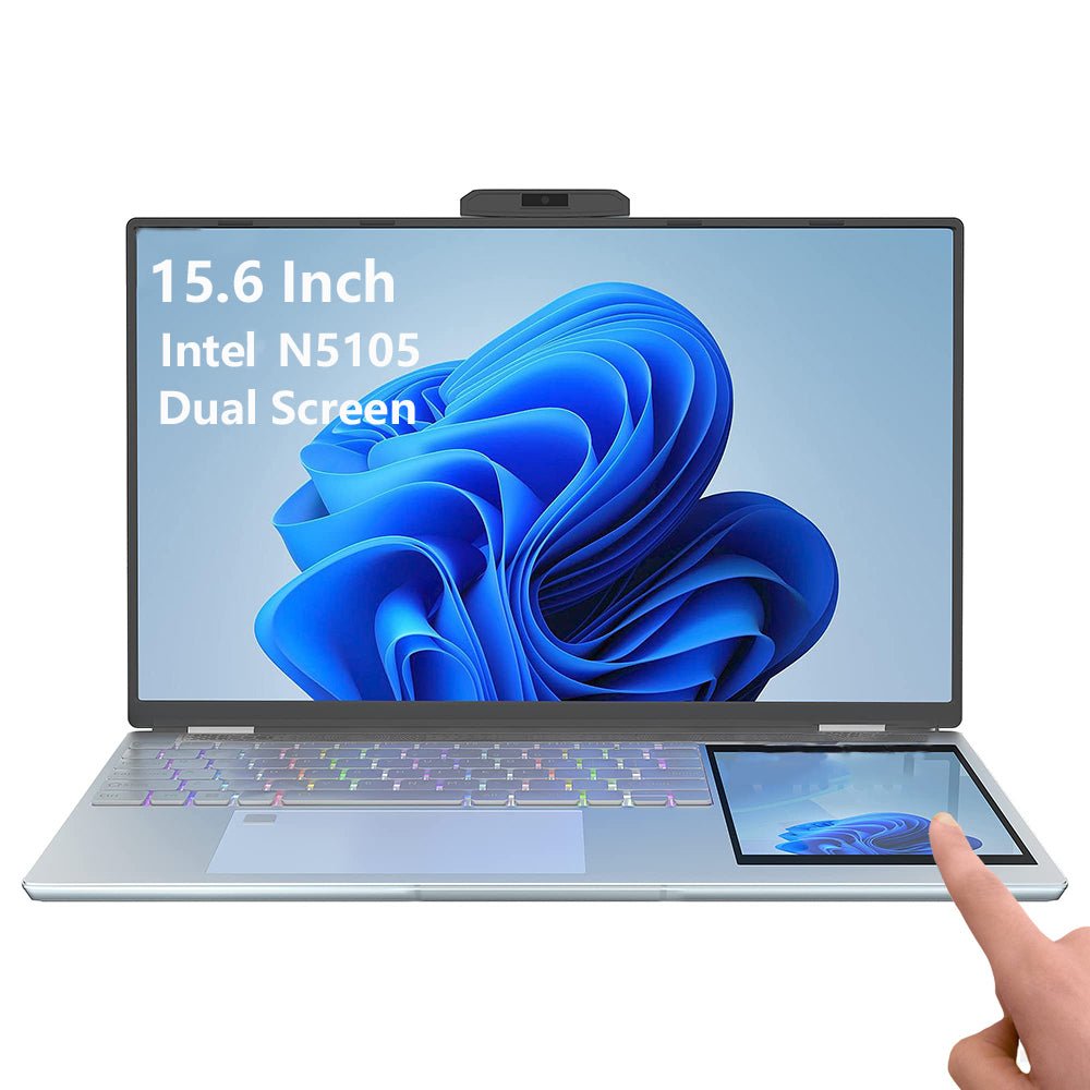 Greatium G56 Dual Screen Touch Laptops Windows 11 Gaming Notebook PC Narrow 15.6Inch +7inch Intel N5105 16Gb RAM+1TB M.2 5G WiFi