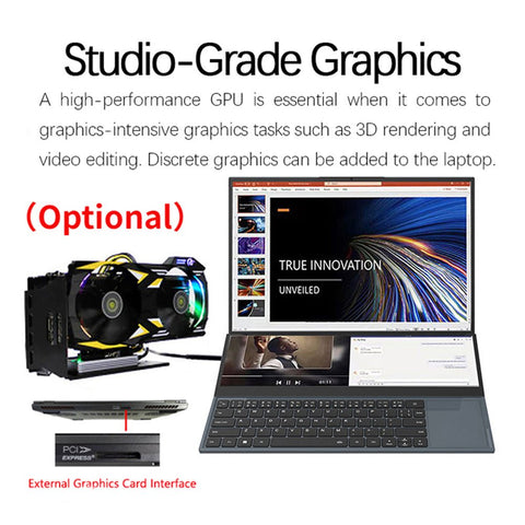 2023 Gaming Laptops Dual Screen Monitor Touch Notebook Metal Windows 11 16.1" +14.0" Intel Core I7-10750H 64GB DDR4+2TB SSD WiFi