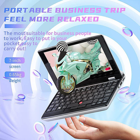2023 Portable Mini Laptops Metal Small Notebooks Windows 11 7 Inch Touch Screen office J4105 12GB+1TB IPS Netbook Micro Computer